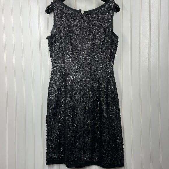 Talbots Women’s Black Sequin Cocktail Dress Back Zip Knee Length Size 4P - Picture 8 of 11